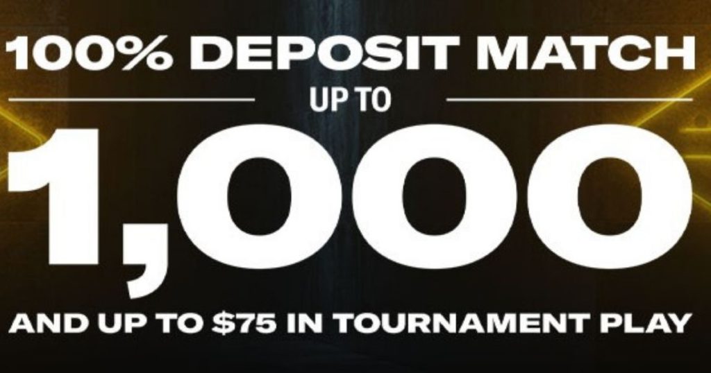 You will receive a 100% first-time deposit match of up to $1,000. In addition, you can receive up to $75 in BetMGM Tournament Tickets.